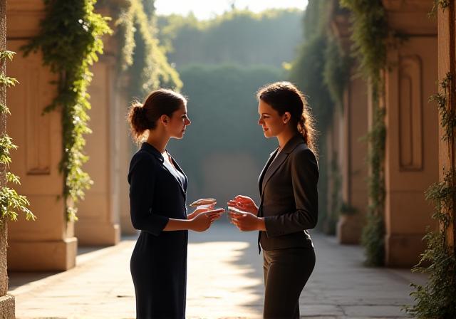 Students studying in a sunny Roman courtyard